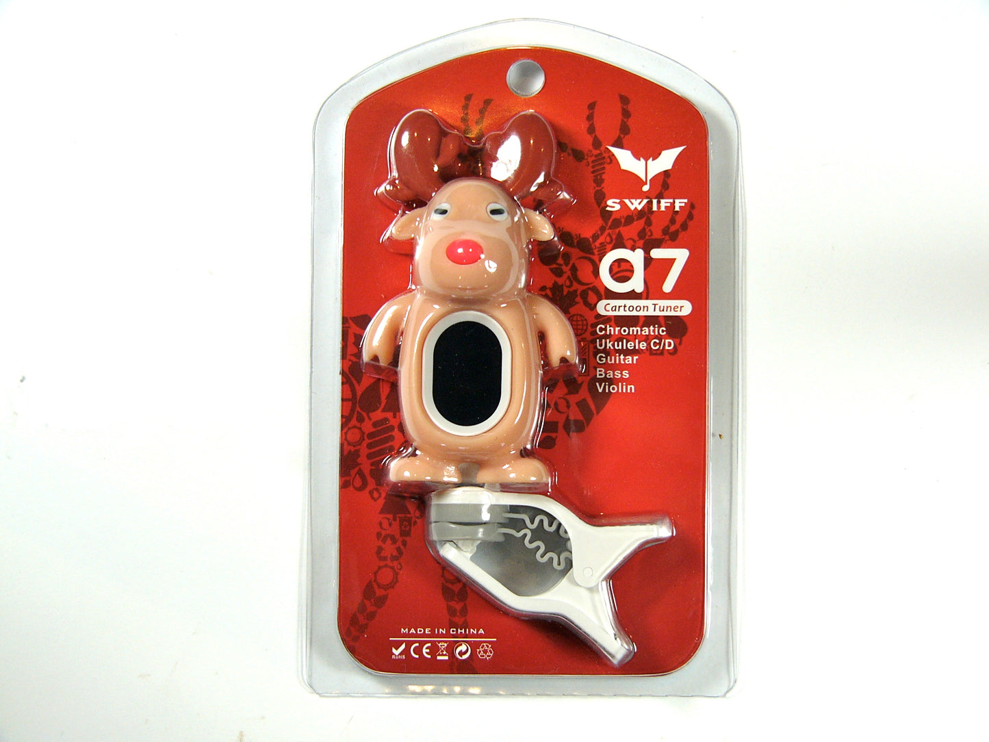 A7 swiff brand pink reindeer clip on chromatic tuner 5 instr. modes