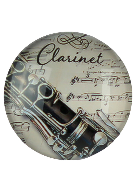 Music themed glass dome fridge whiteboard magnet clarinet design