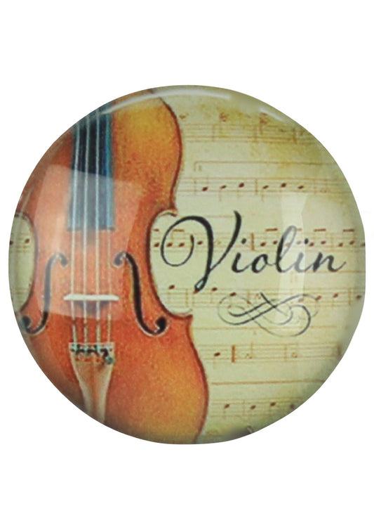 Music themed glass dome fridge whiteboard magnet violin design