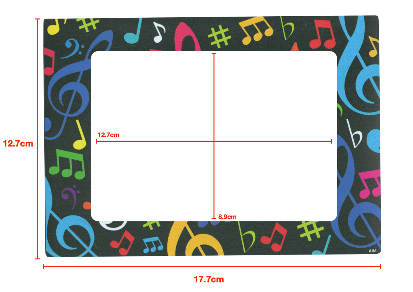 AIM Gifts magnetic picture frame multicoloured music symbols design 5”X7”