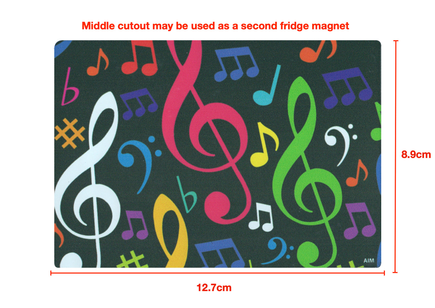 AIM Gifts magnetic picture frame multicoloured music symbols design 5”X7”