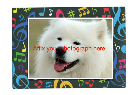 AIM Gifts magnetic picture frame multicoloured music symbols design 5”X7”