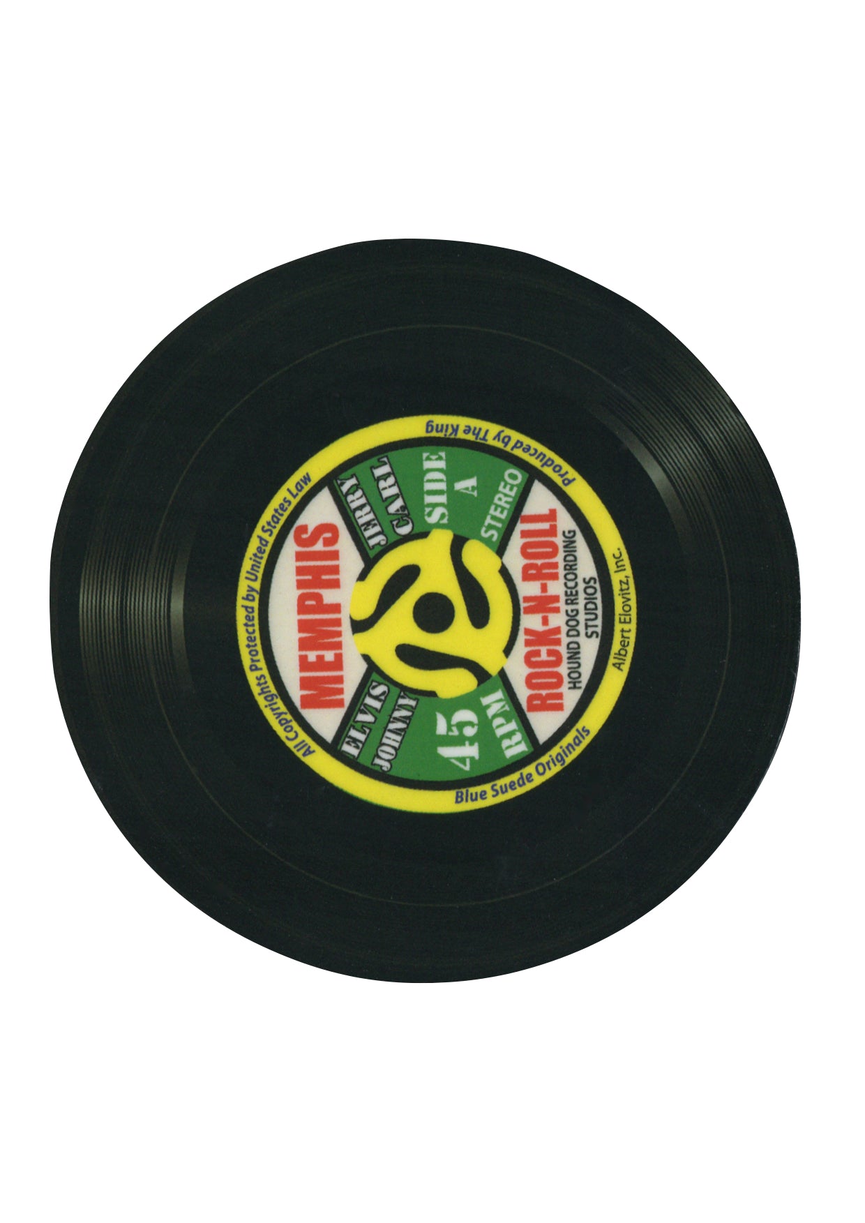 AIM Gifts single vinyl drinks coaster rubber non slip base Memphis Rock-n-Roll LP