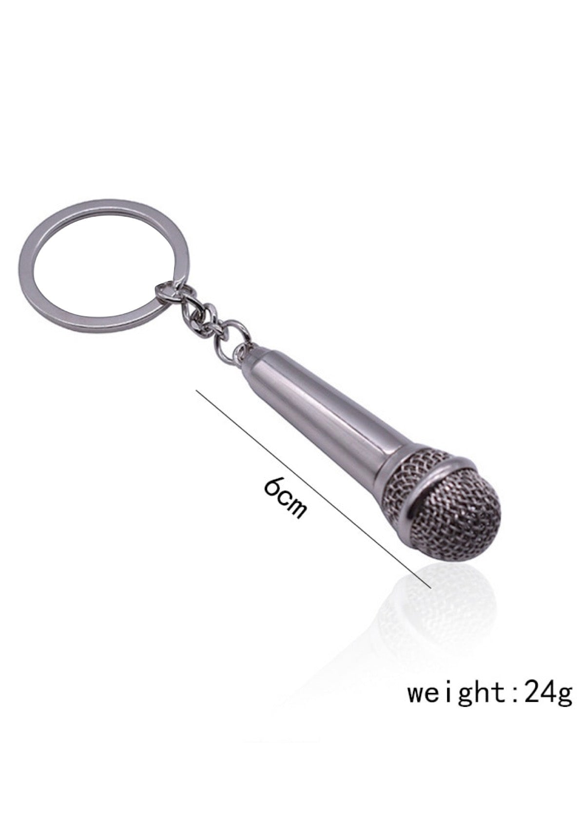 Metal microphone keychain trinket screwable grille chrome finish