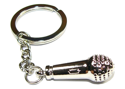 Metal microphone keychain trinket beautiful chrome finish