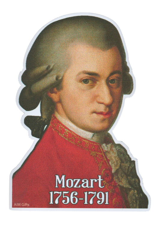AIM gifts brand Wolfgang Amadeus Mozart composer die cut fridge magnet