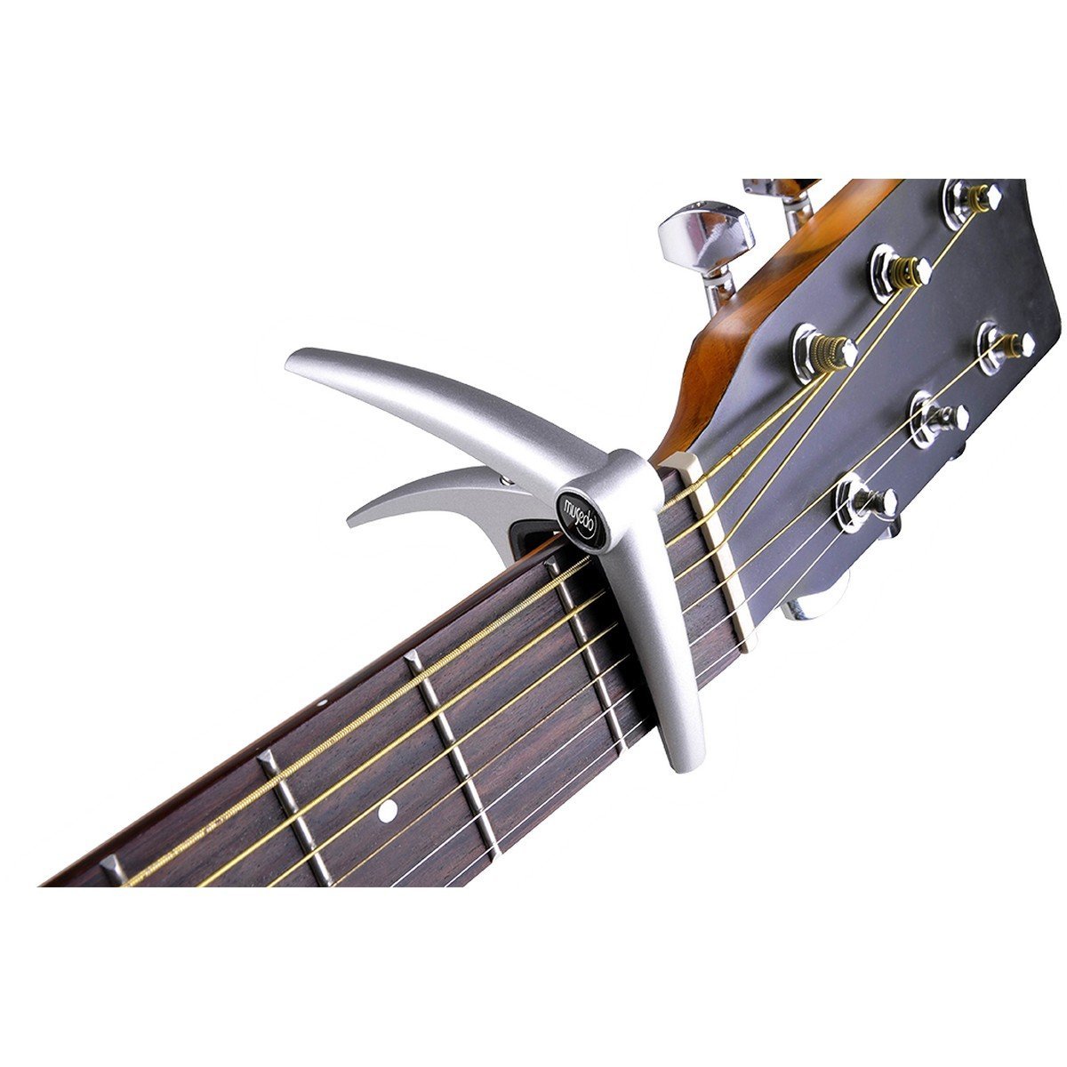 MESUDO MC-1 spring operated electric acoustic 6 string guitar silver capo