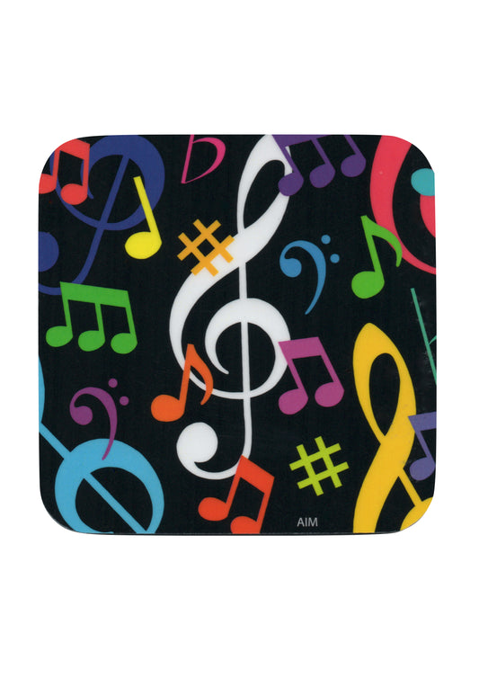 AIM Gifts single vinyl drinks coaster rubber non slip base multi music symbols