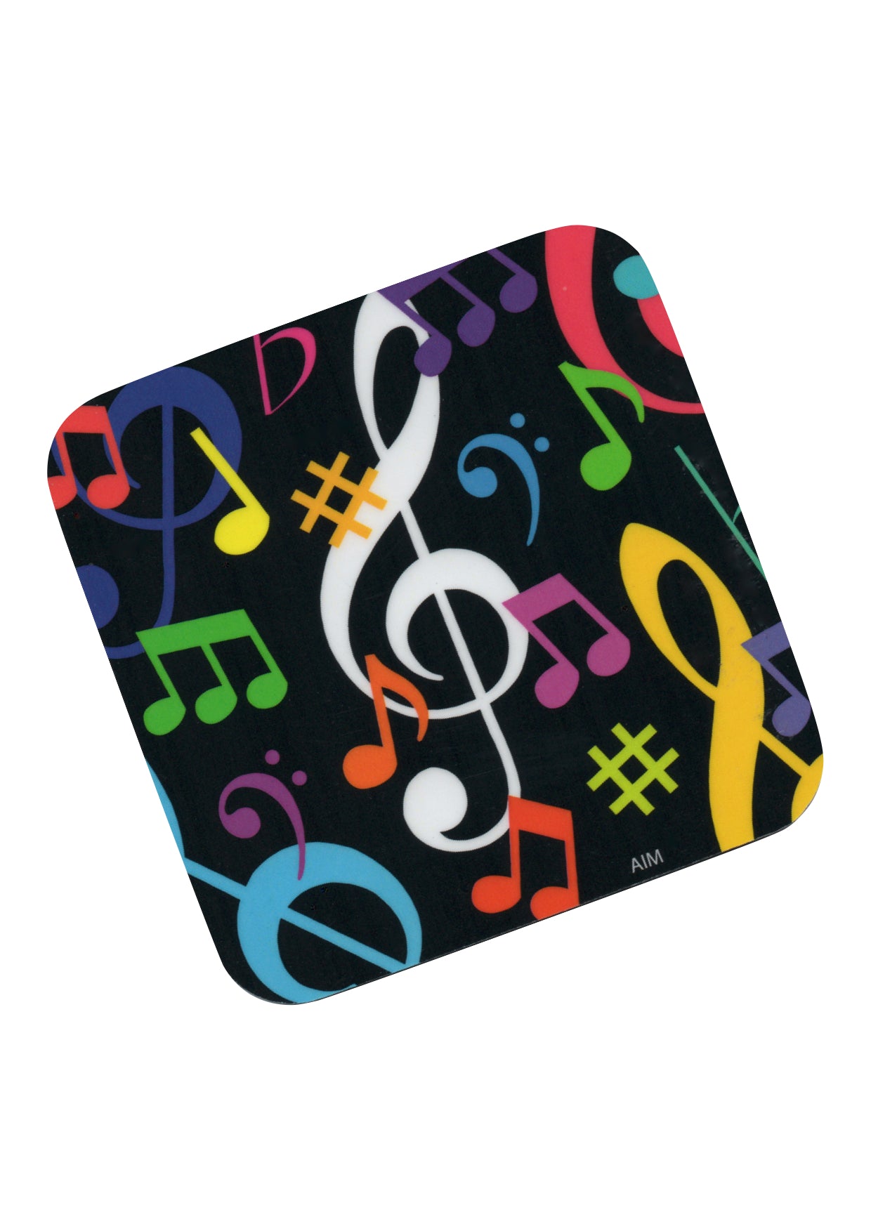 AIM Gifts single vinyl drinks coaster rubber non slip base multi music symbols