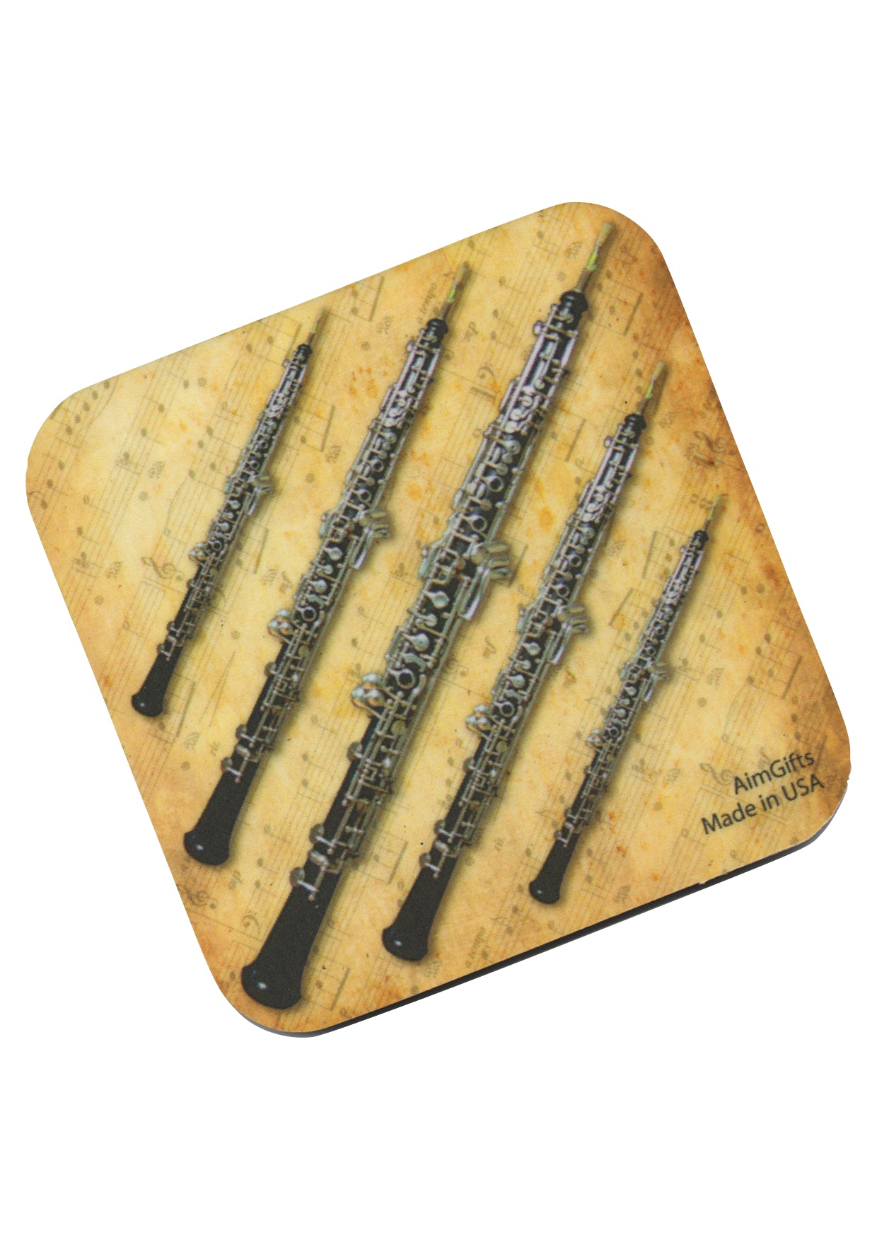 AIM Gifts single vinyl drinks coaster rubber non slip base oboe