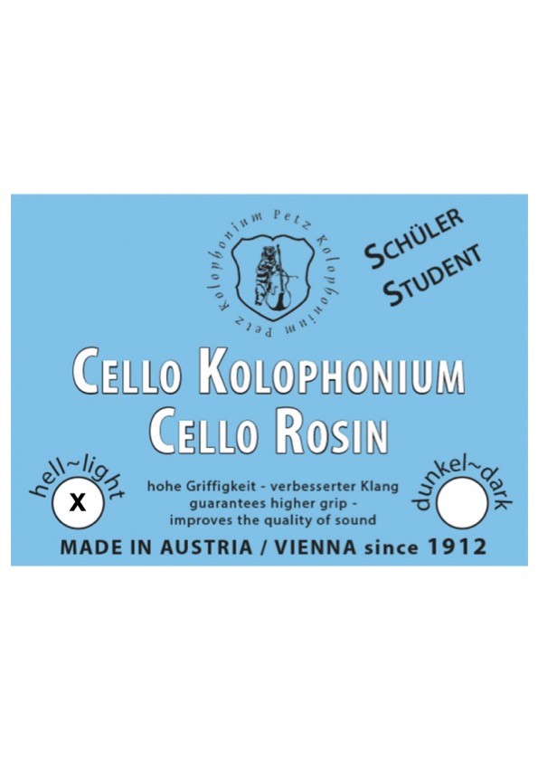 PETZ Natural LIGHT Cello rosin for horsehair or synthetic bows Made in AUSTRIA