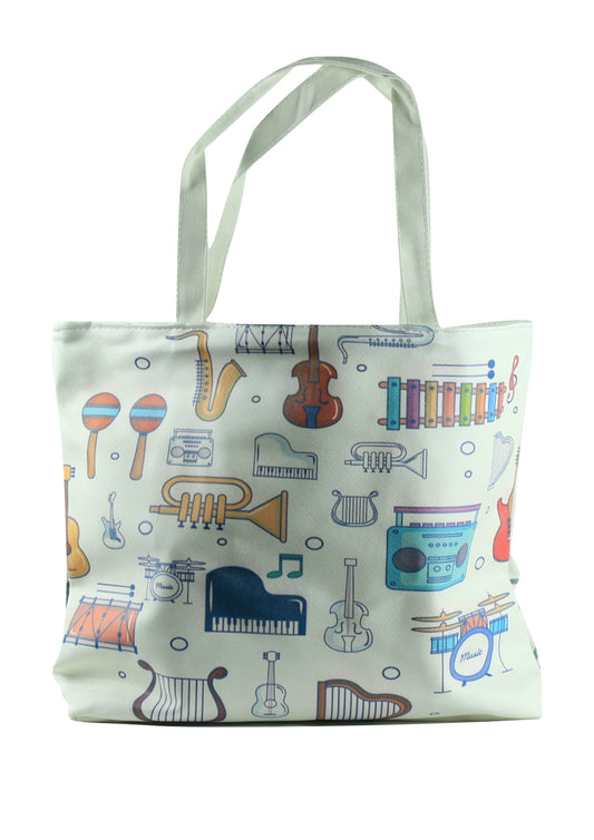 Music themed plastic/vinyl tote music/library bag 33cm X 30cm X 9cm