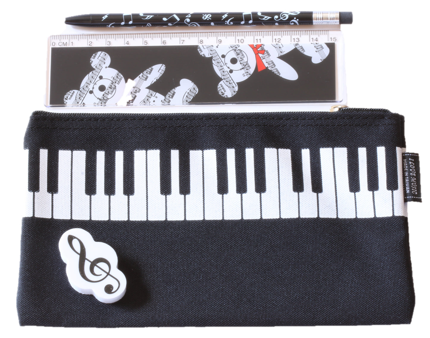 4 piece musical stationery pack pencil case mechanical pencil eraser ruler