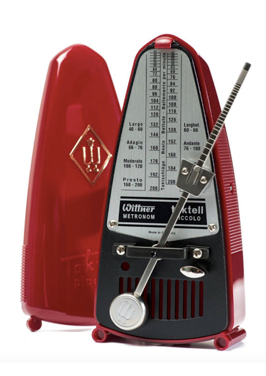Red Wittner Taktell Piccolo pendulum metronome accurate and portable