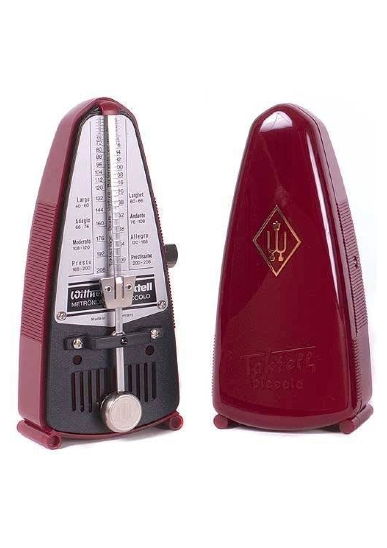 Red Wittner Taktell Piccolo pendulum metronome accurate and portable