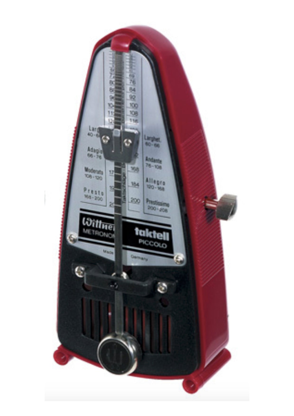 Red Wittner Taktell Piccolo pendulum metronome accurate and portable