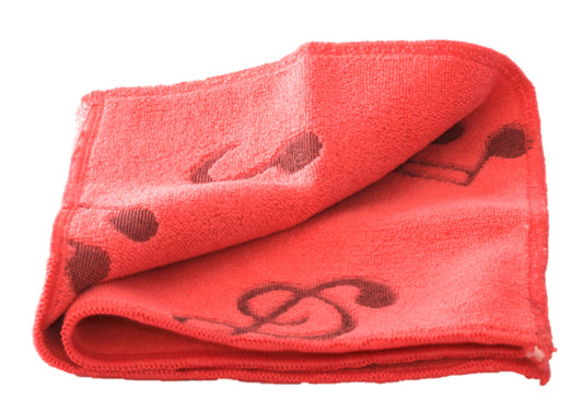 Hot pink musical symbols microfibre face washer towel overlocked edges