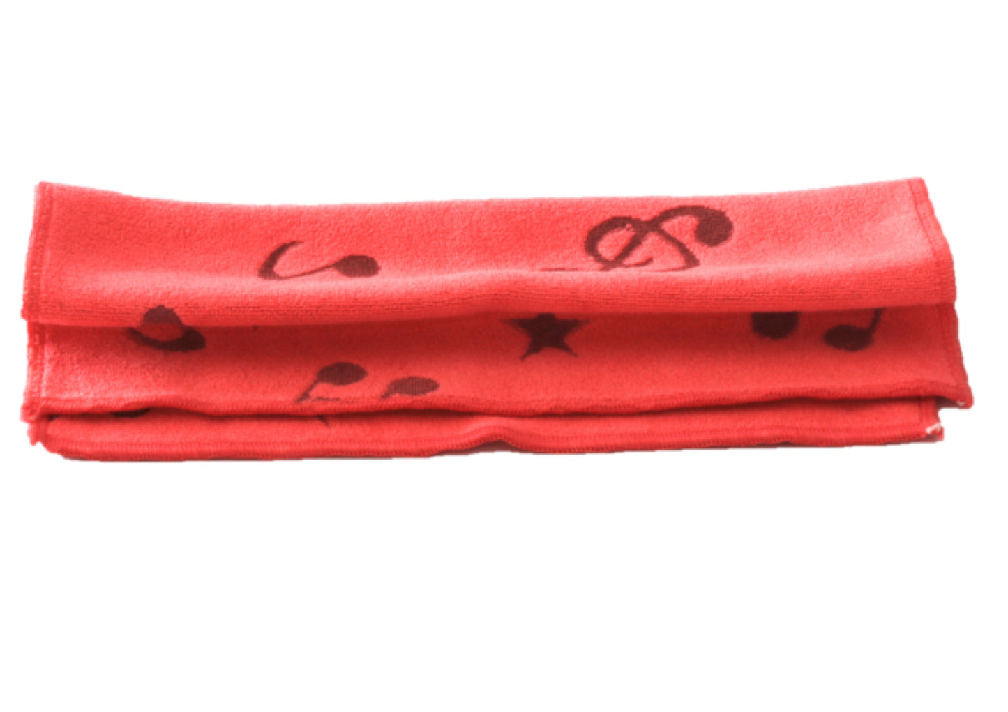 Hot pink musical symbols microfibre face washer towel overlocked edges