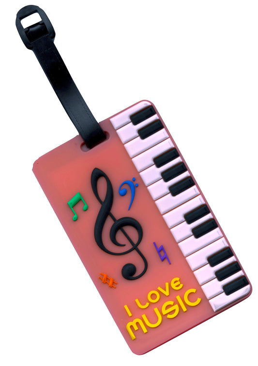 Pink keyboard & music symbols design bag instrument case luggage tag