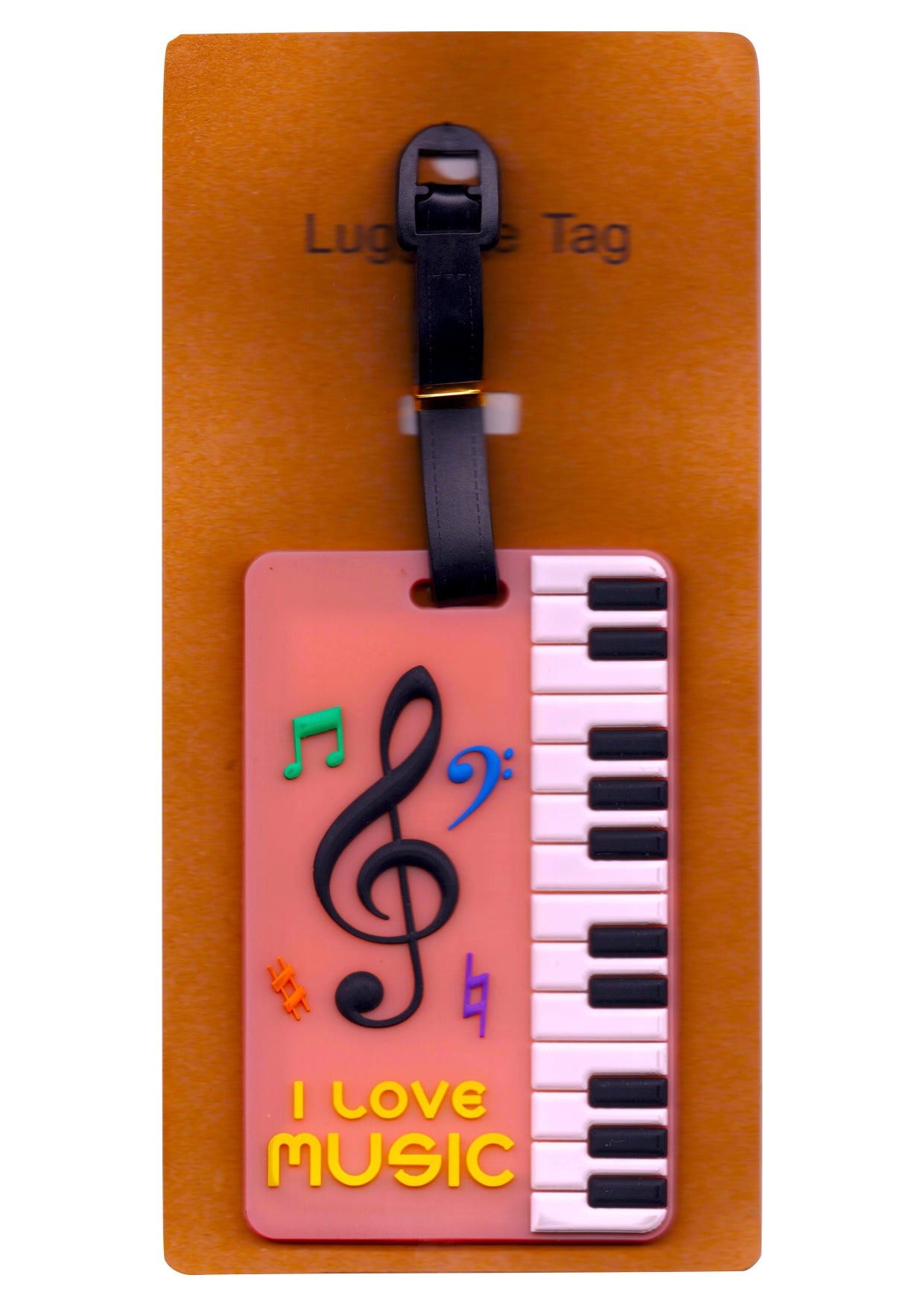 Pink keyboard & music symbols design bag instrument case luggage tag