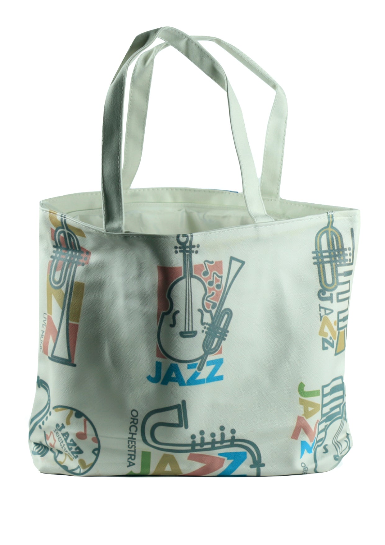 Music themed plastic/vinyl tote music/library bag 33cm X 30cm X 9cm