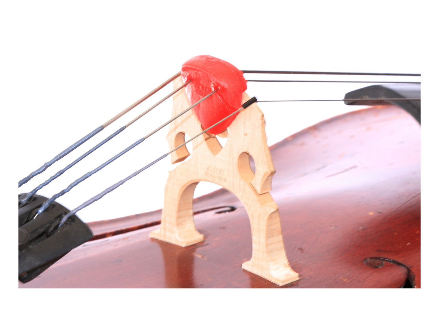 Red soft rubber Polly Mute for 3/4 - 4/4 cello warm sound