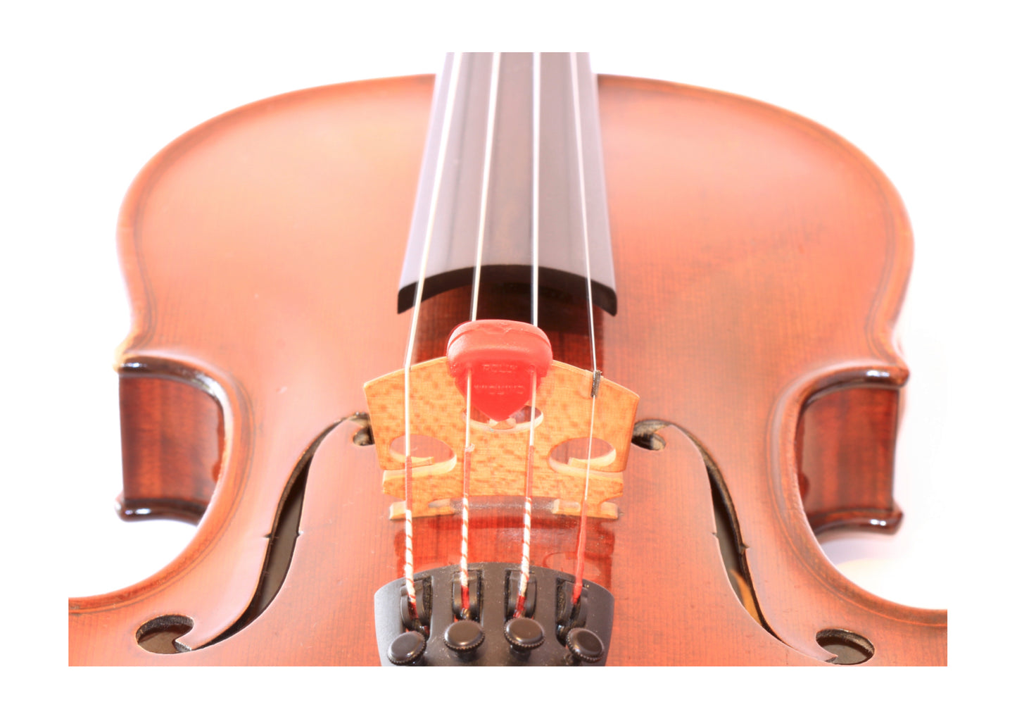 Red soft rubber Polly Mute for 3/4 - 4/4 violin warm sound