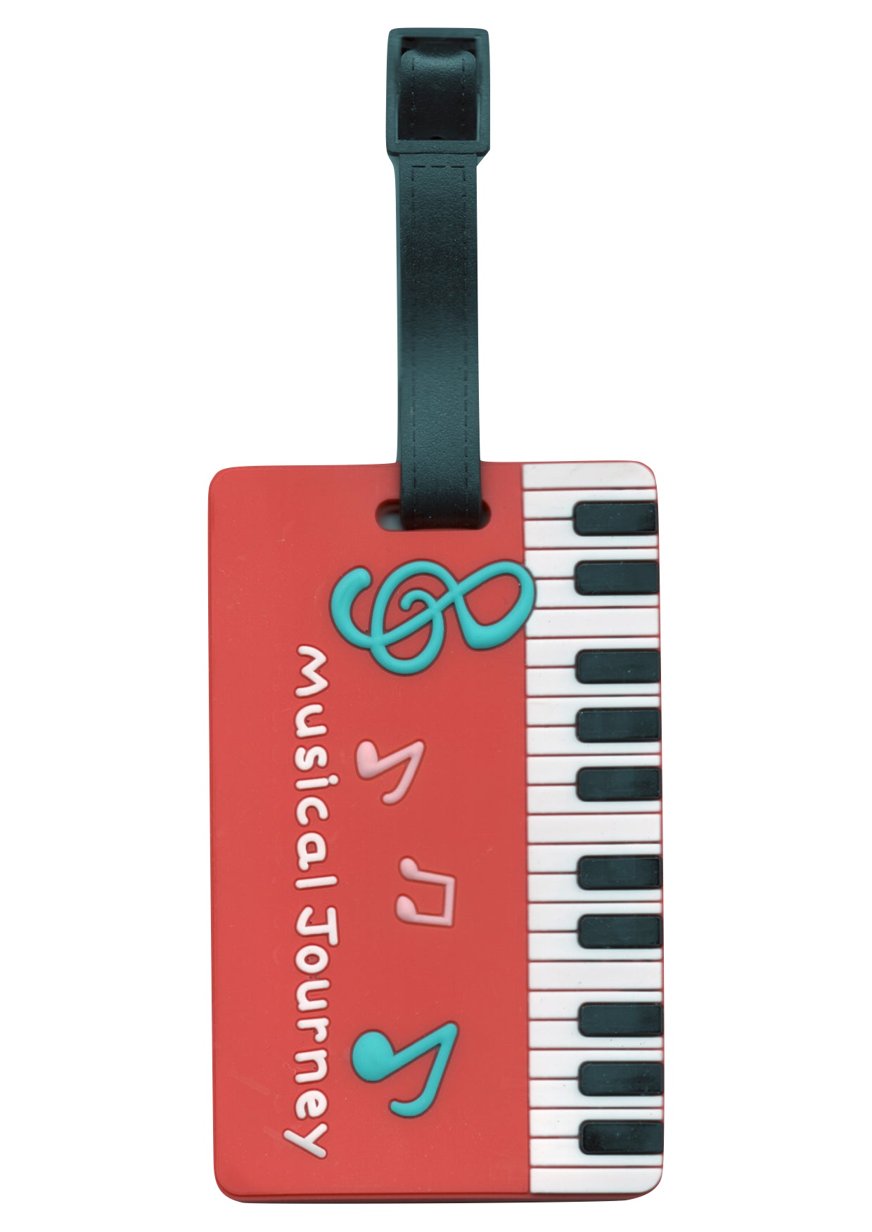 Red keyboard & music symbols design bag instrument case luggage tag