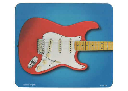 Red electric guitar music design computer mouse pad thick rubber base