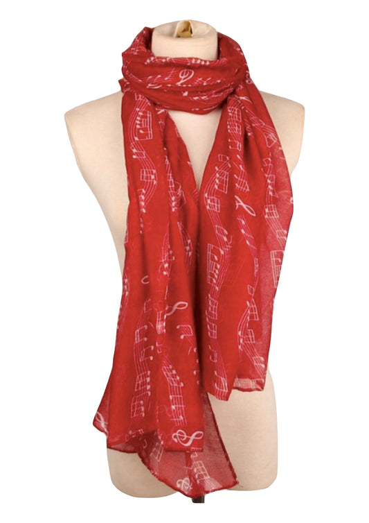 New Red musical symbols quality viscose rectangle neck scarf shawl 182cm X 82cm