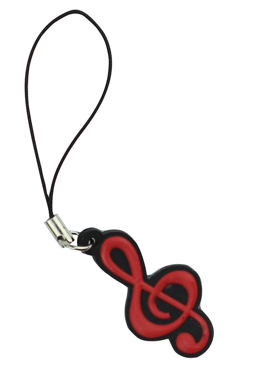 Mobile phone or hand bag mobile phone charm red rubber music treble clef