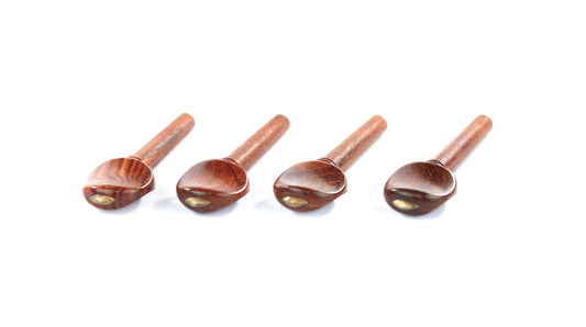 Set of 4 rosewood violin tuning pegs with brass diamond capping 3/4 size