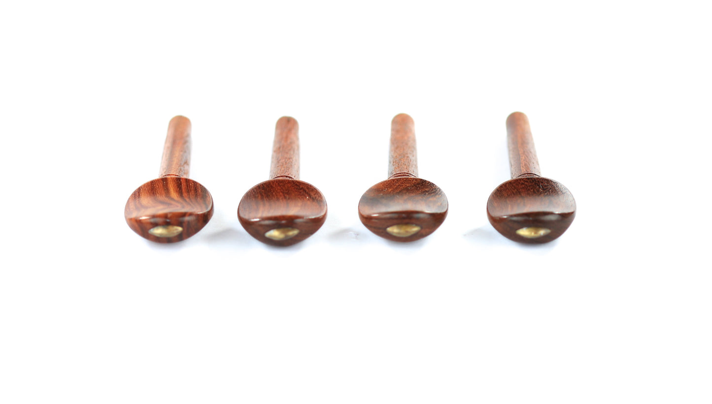 Set of 4 rosewood violin tuning pegs with brass diamond capping 1/4 size.
