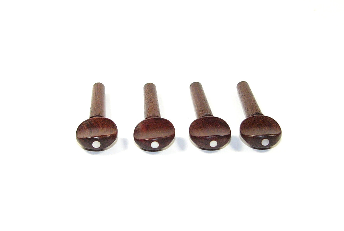 1/16 size set of 4 rosewood violin tuning pegs mother of pearl inlay