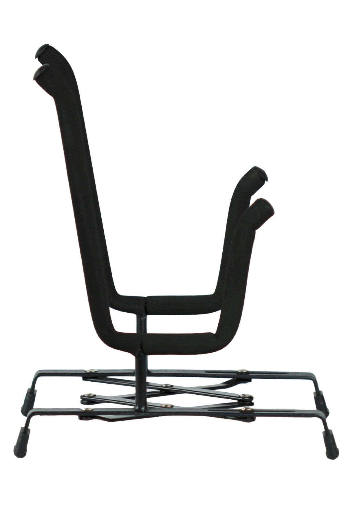 Black metal violin viola display stand expandable to all sizes