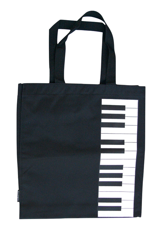 Black canvas tote music library bag keyboard print 31cm X 34cm