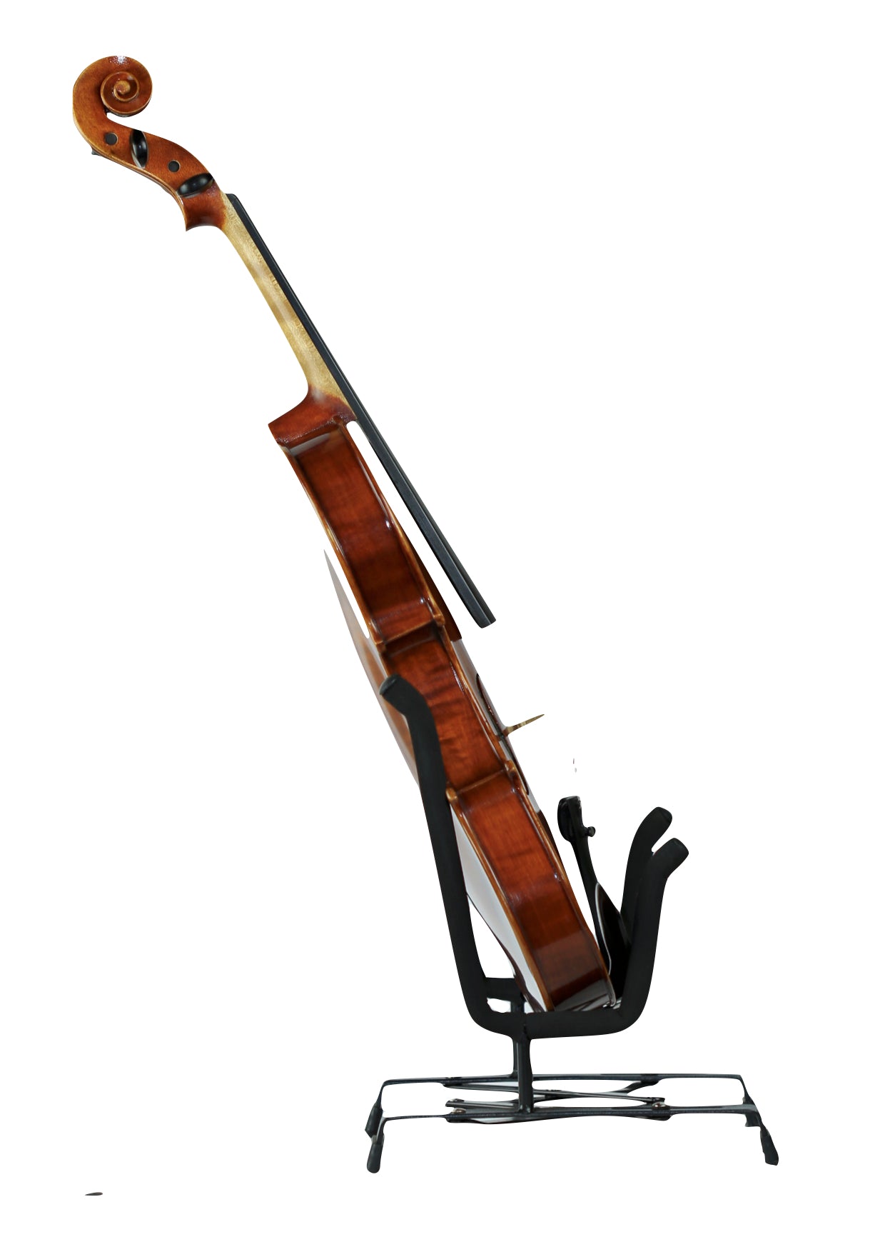 Black metal violin viola display stand expandable to all sizes