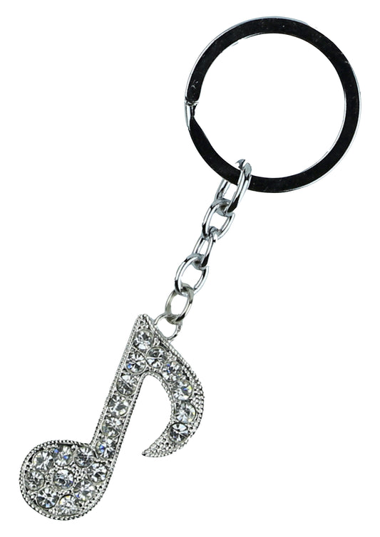 Diamond bling encrusted single music quaver note keyring
