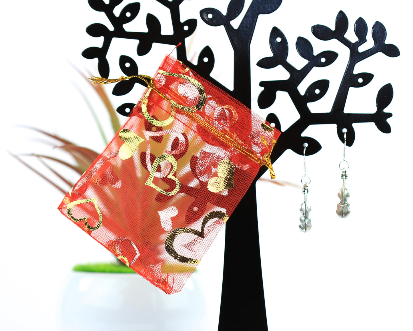 925 sterling silver ear wire hook violin drop earrings inc free red lace pouch