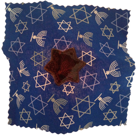 Star of David Rockin Rosin for violin viola or cello, patterned cloth