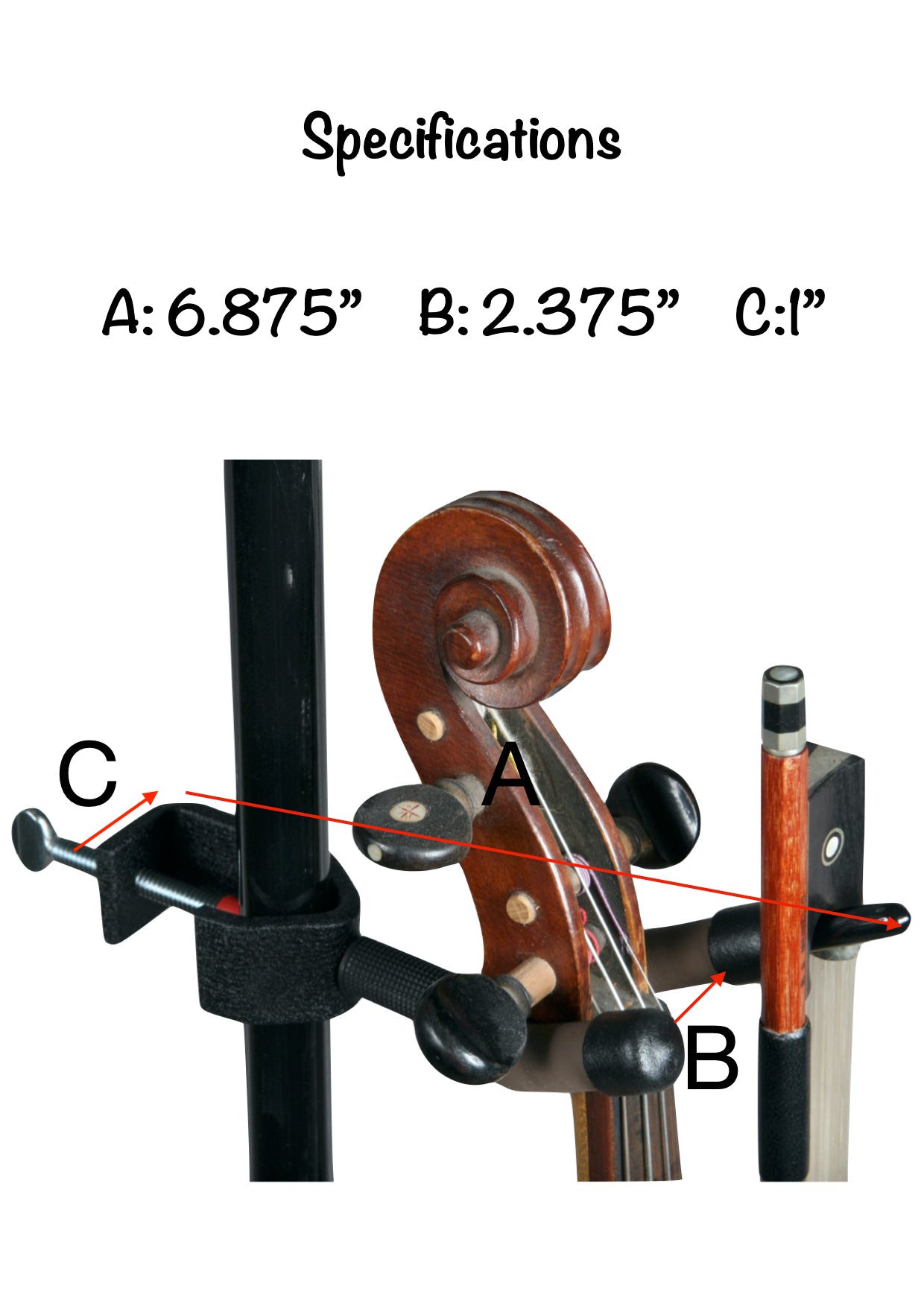 String Swing violin & bow music stand microphone stand hanger Made in USA