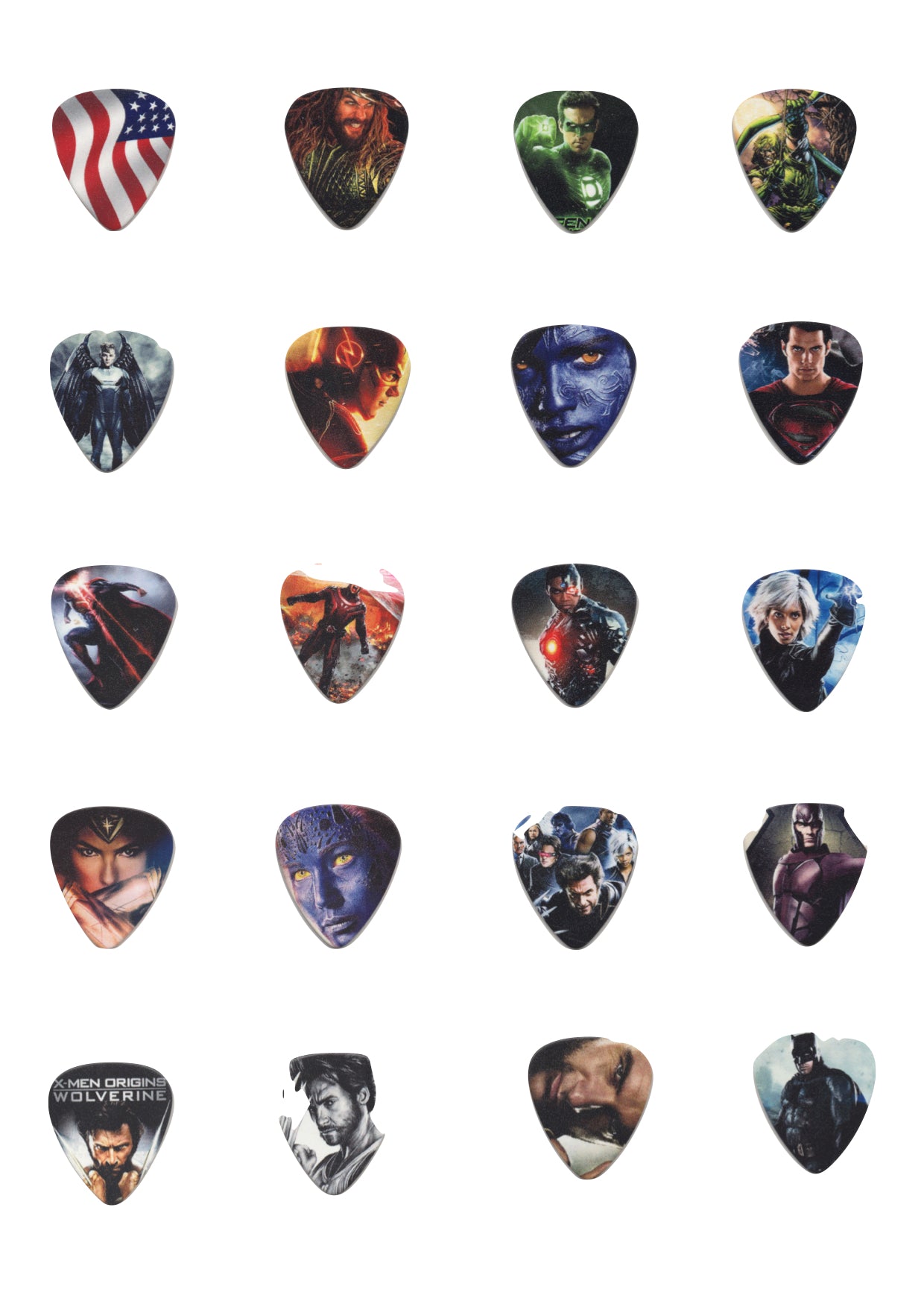 20 pack Cheerhas brand super hero themed nylon guitar picks plectrums