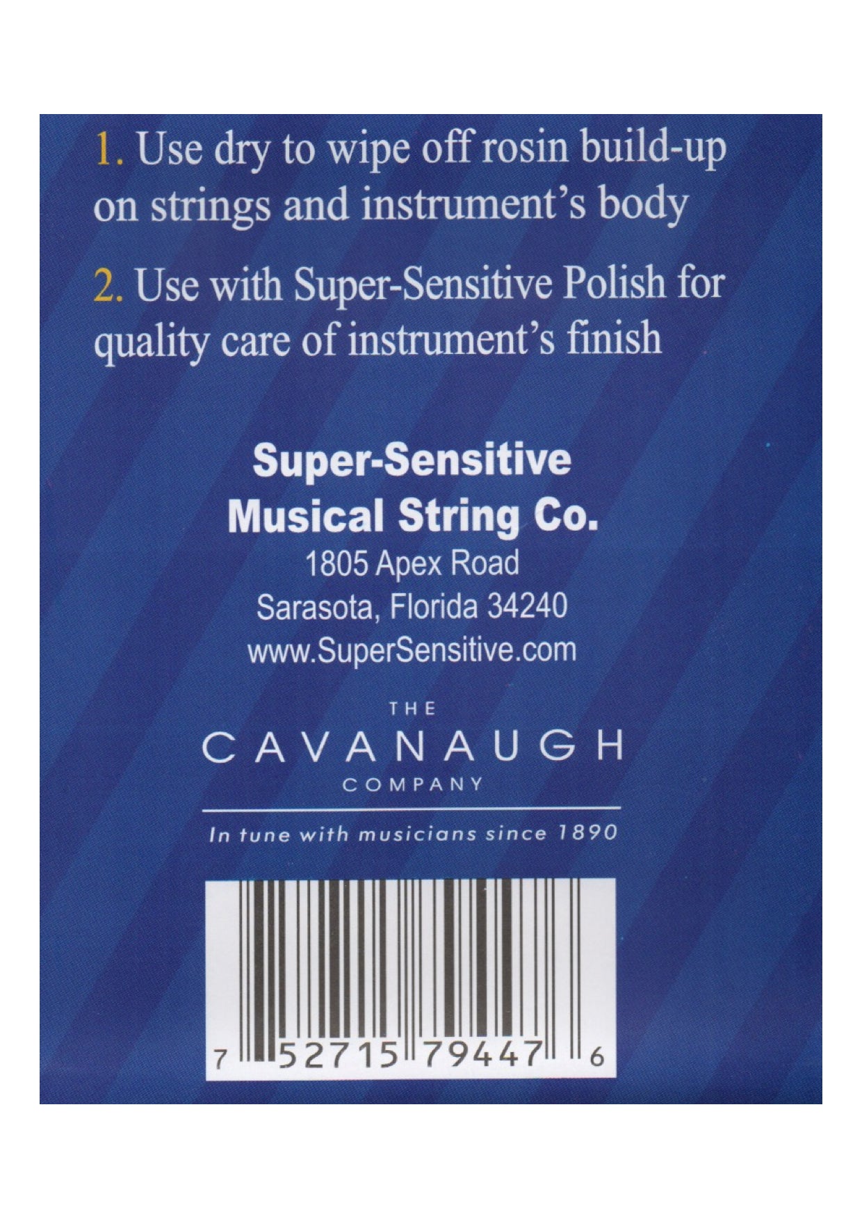 Super-Sensitive brand polishing cloth for string instruments soft lint free USA