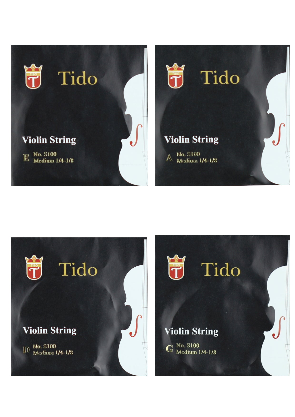 1/4 -1/8 size Tido brand violin string set wound with metal core