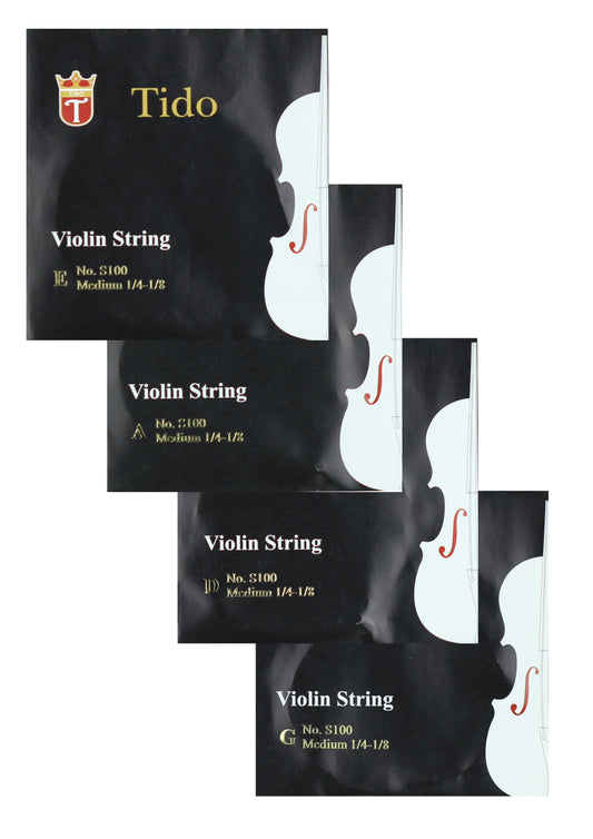 1/4 -1/8 size Tido brand violin string set wound with metal core