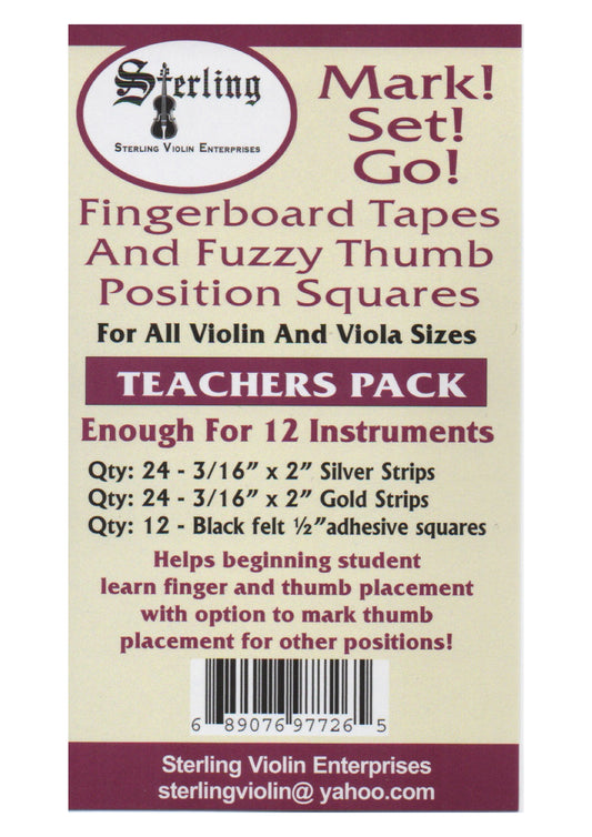 New Sterling Mark! Set! Go! teacher pack violin viola fingerboard thumb markers