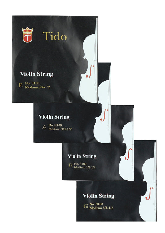 3/4 -1/2 size Tido brand violin string set wound with metal core