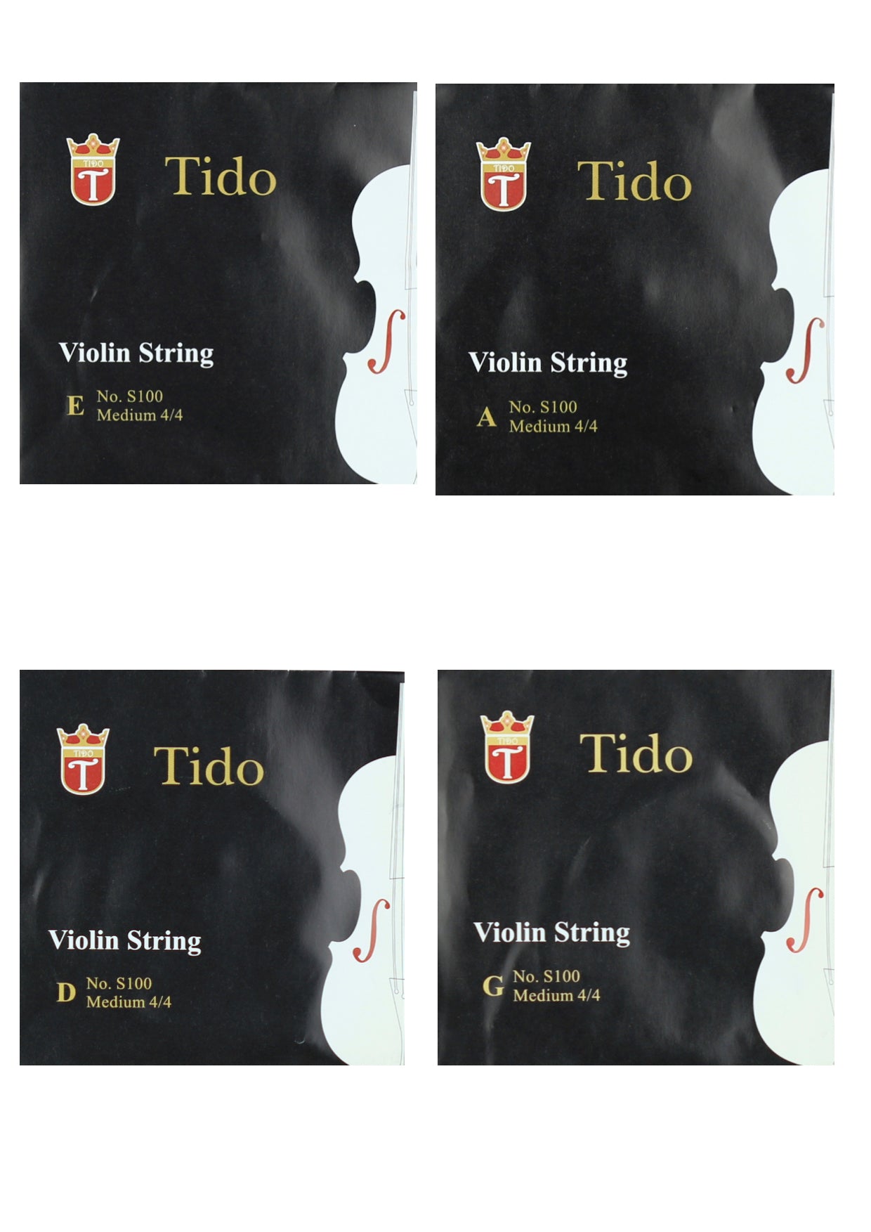 4/4 size Tido brand violin string set wound with metal core
