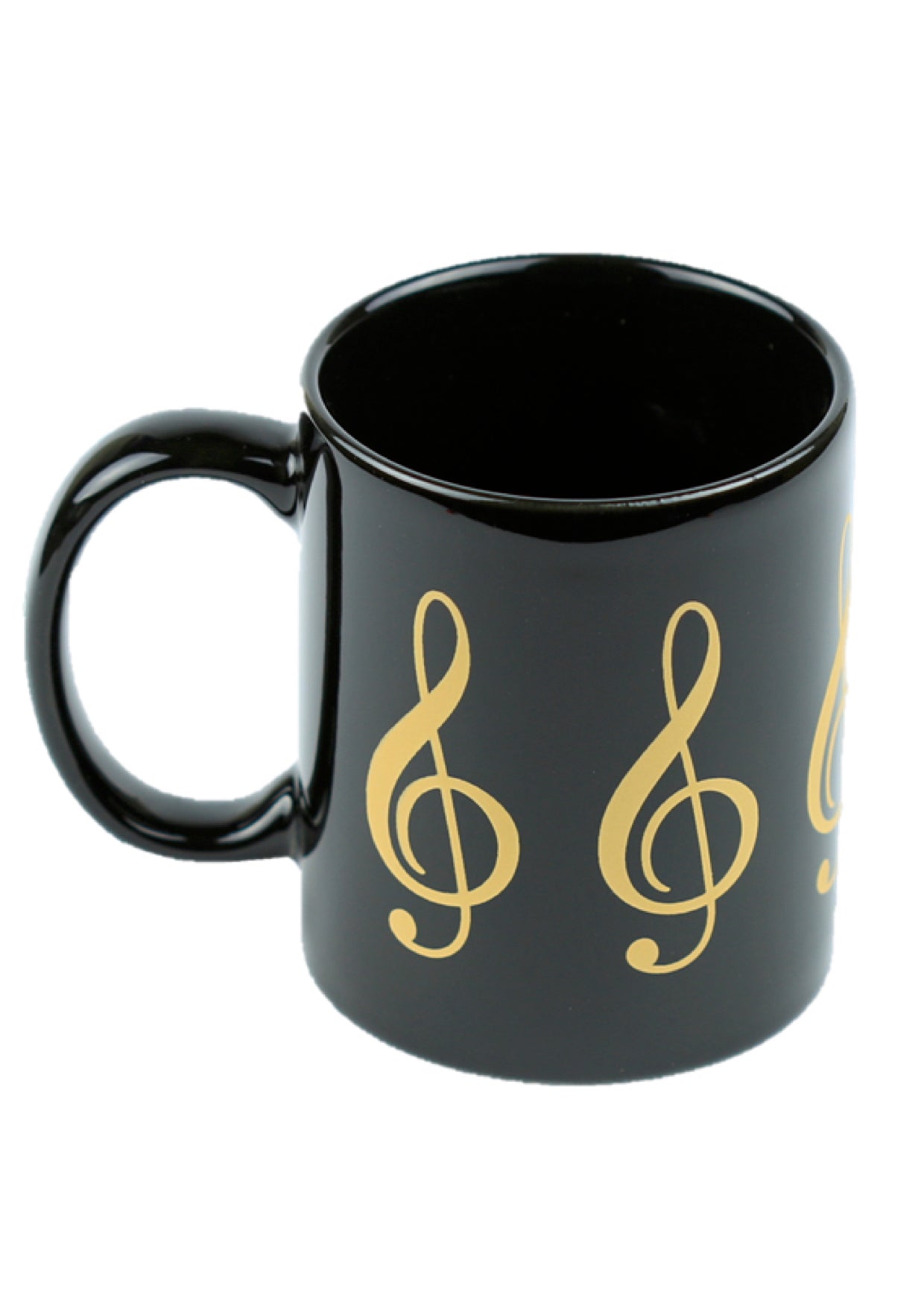 Albert Elovitz brand Black Ceramic Mug Treble Clef design