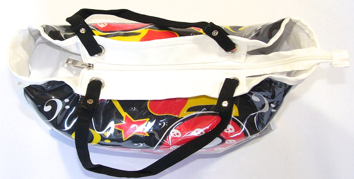 Treble clef plastic canvas tote music library bag 40cm X 30cm X 10cm